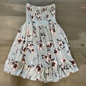 Floral strapless mini dress